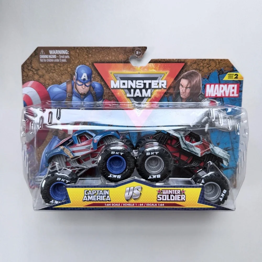 Monster Jam Marvel Series 2 Captain America vs Winter Soldier 1:64 2-Pack New